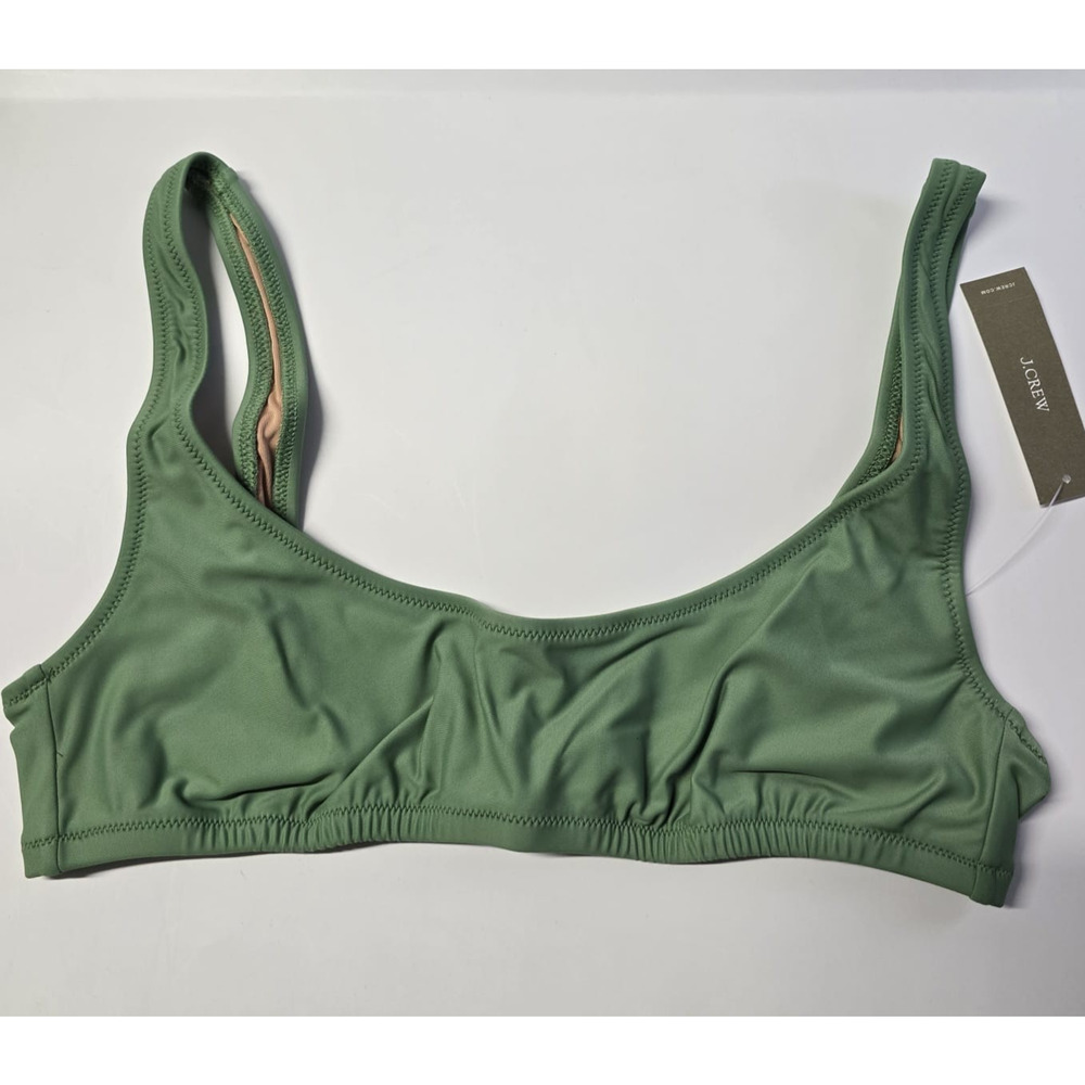 J.Crew Heritage Scoop Neck Bikini Top Size M Green BX611‎